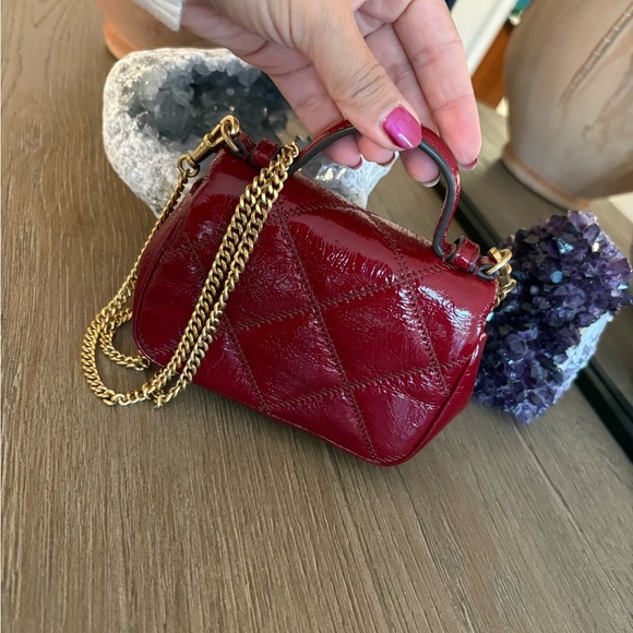 Red Quilted Leather Chain Bag - Picture 4 of 6